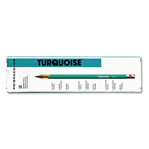 Prismacolor Turquoise Drawing Pencils - 2.0 mm Lead Diameter - Set of 12 - Perfect for Sketching, Shading & Professional Artwork