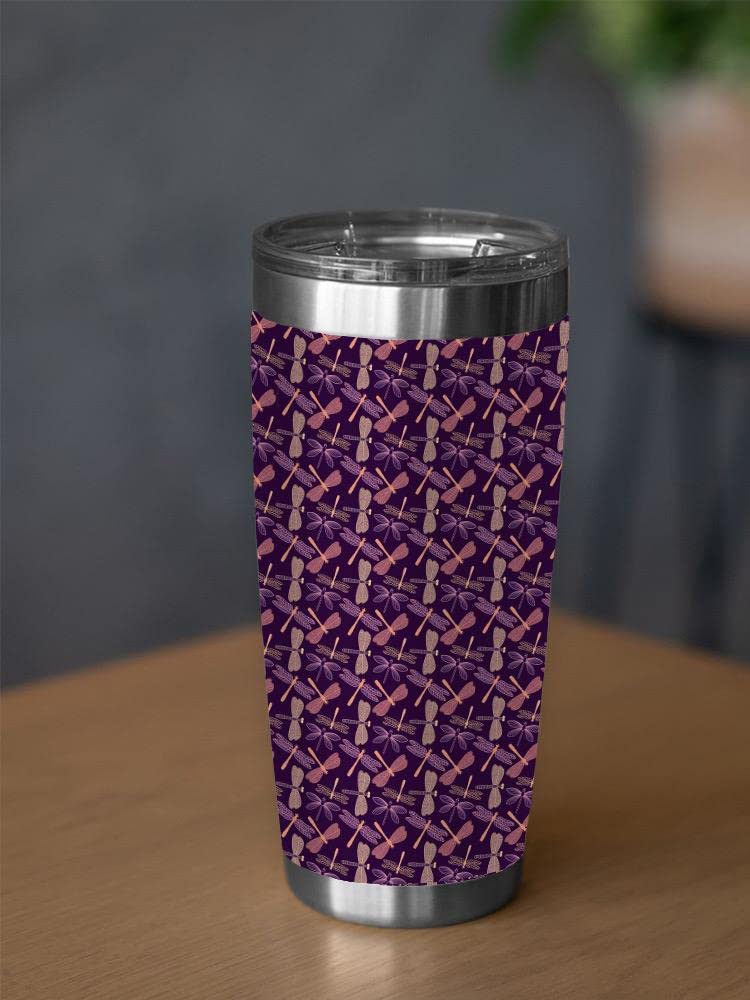 Dragonfly Pattern Stainless Steel Tumbler - 20oz Insulated Travel Mug with Lid, Unisex Coffee Cup for Hot & Cold Drinks - Perfect for Office, Gym, Hiking and Outdoor Activities