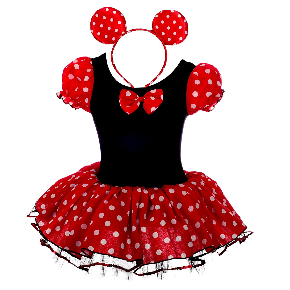 Girls' Polka Dot Fancy Dress Costume with Headband - Elegant Daisy Design for Halloween, Christmas & Dance Parties | Perfect for Dress-Up, Pageants & Special Occasions