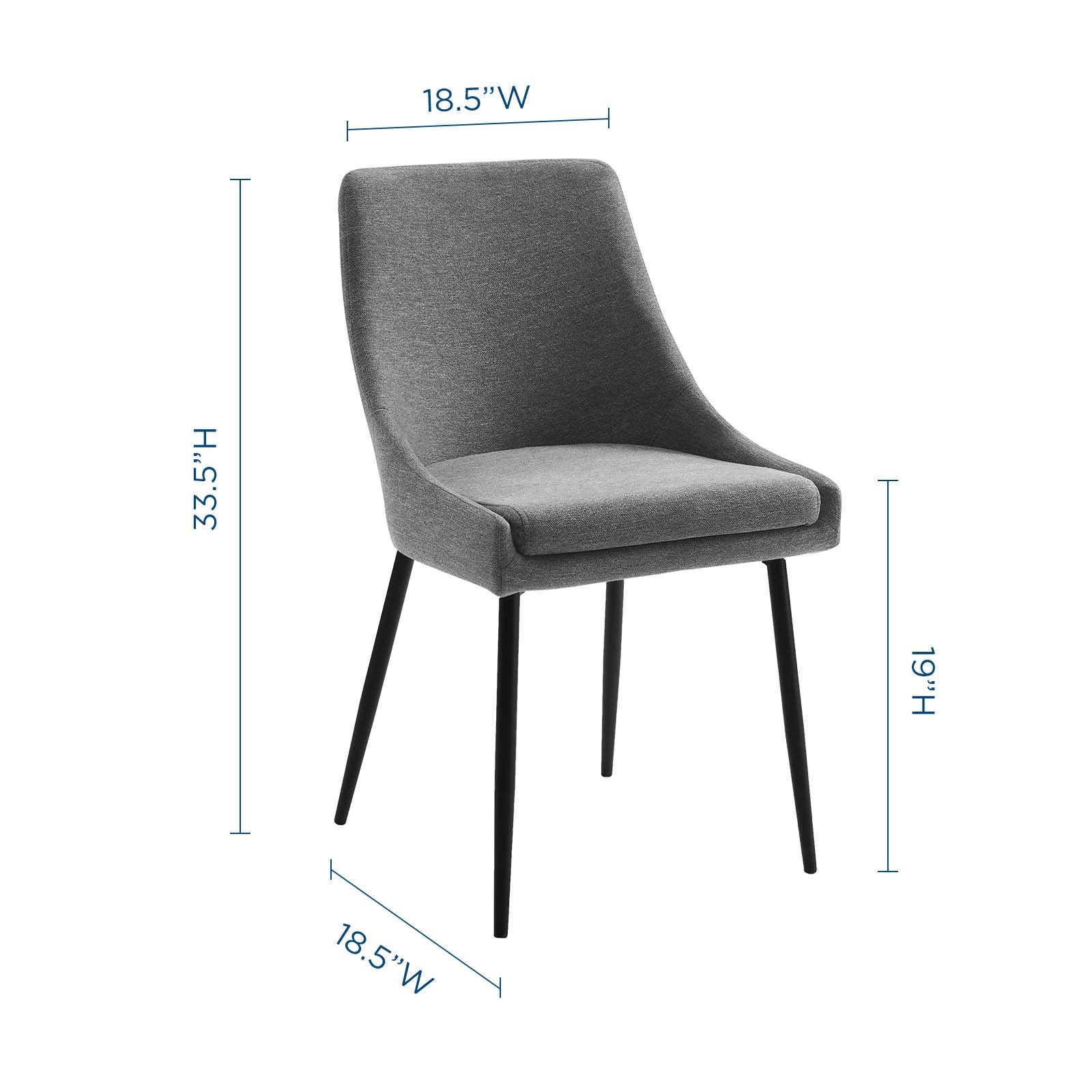 Modway Viscount Upholstered Fabric Dining Chairs Set of 2 - Black Charcoal Modern Kitchen Chairs for Dining Room, Restaurant & Home Decor