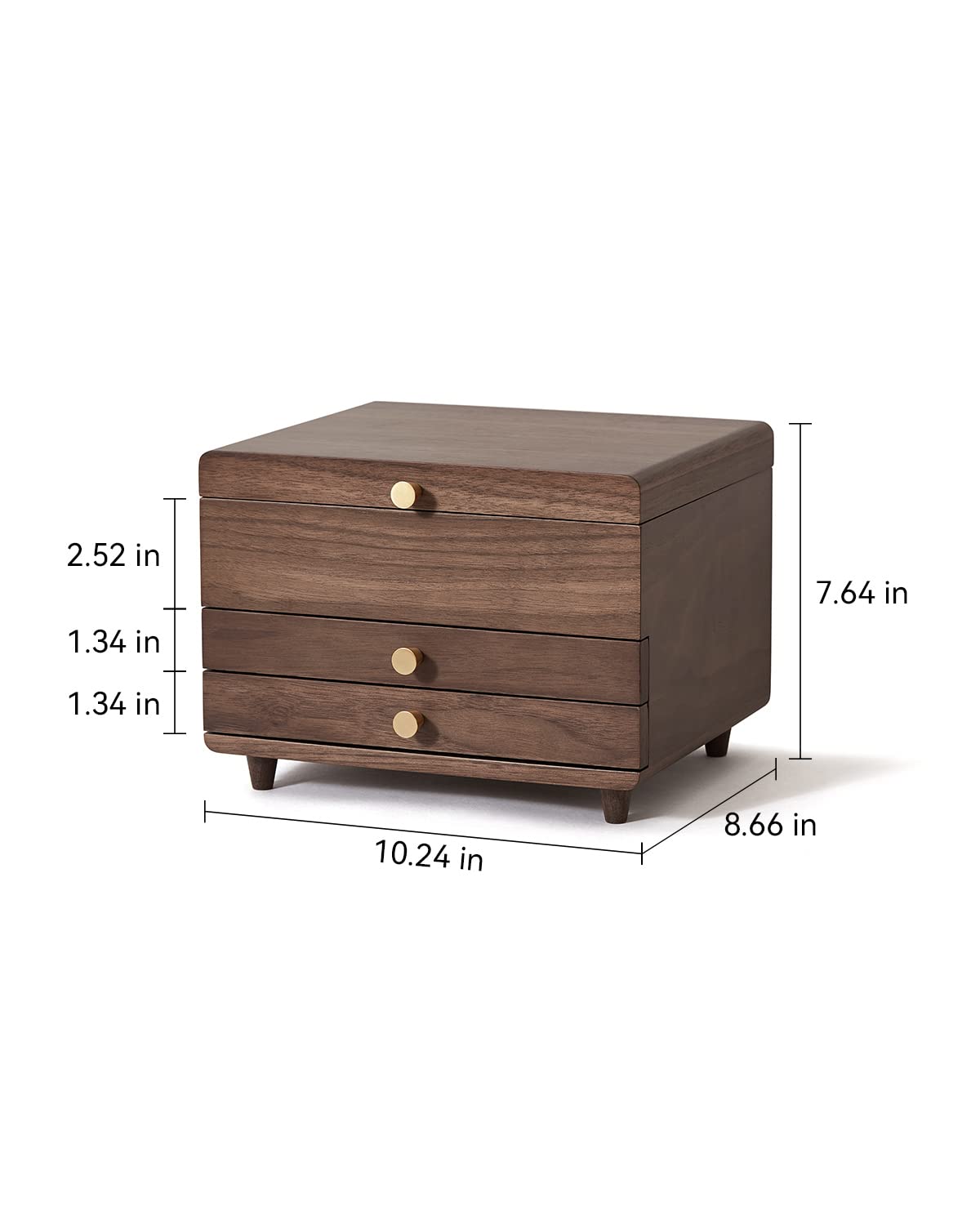 CHOSIN 3-Layer Wooden Jewelry Box Organizer - Solid Black Walnut Wood Jewelry Storage Case for Necklaces, Rings, Earrings, Watches & Bracelets - Perfect Gift for Women - Ideal for Bedroom Vanity, Dresser Top & Travel Jewelry Organization
