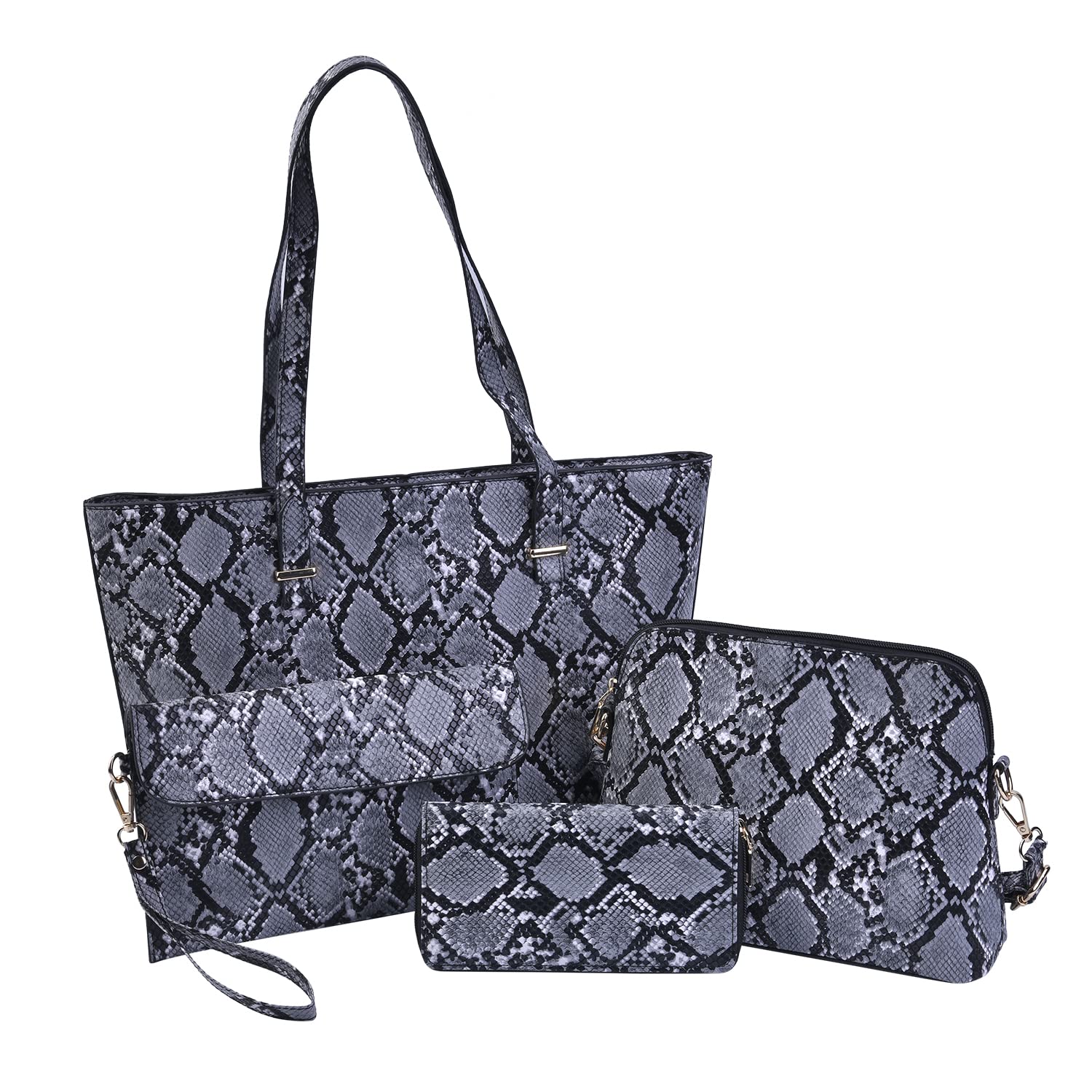 Shop LC PASSAGE Women's Faux Leather Tote Bag & Crossbody Purse - Snake Skin Pattern Clutch with Wallet - Perfect for Work, Travel & Everyday Use
