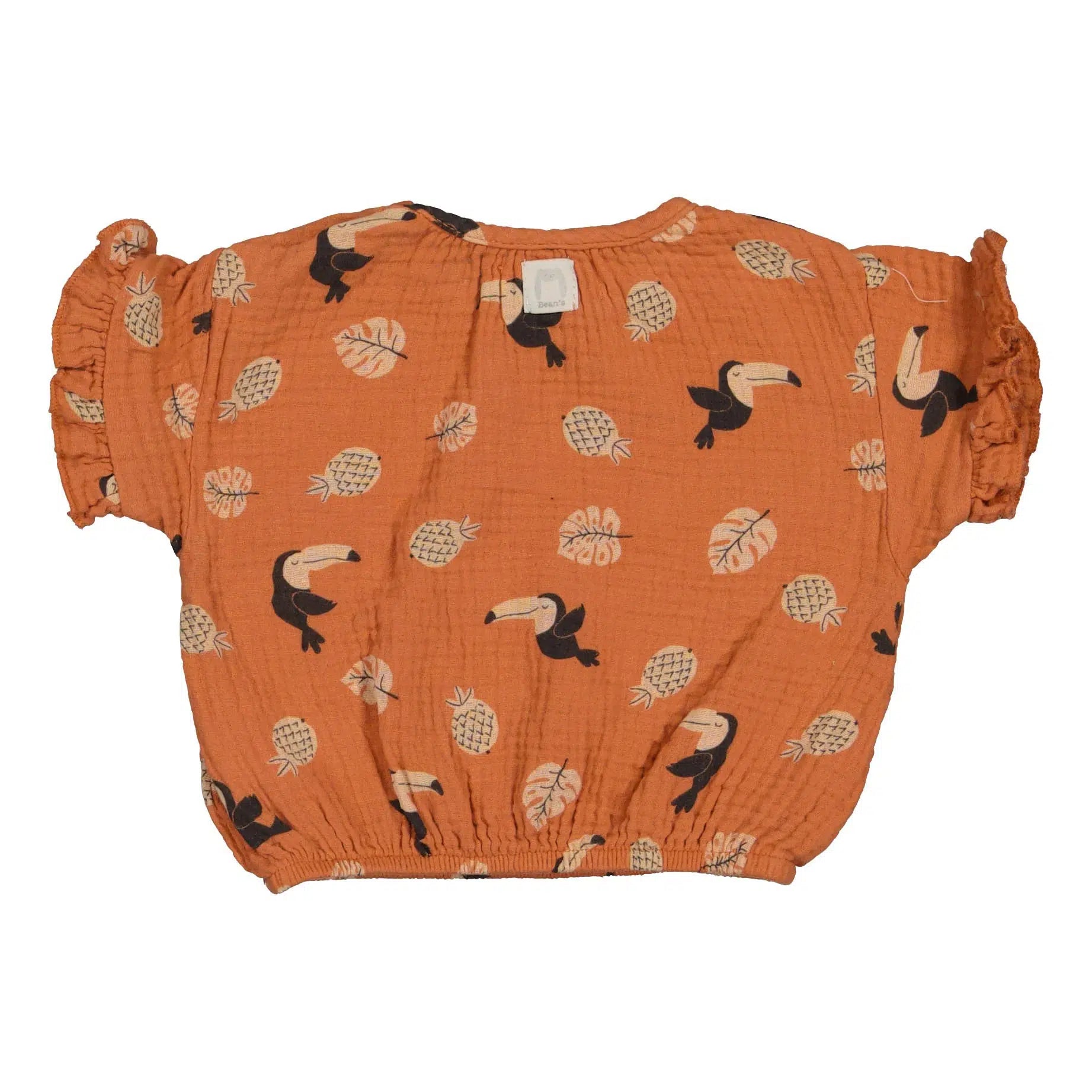 Organic Cinched T-Shirt with Toucan Print - Eco-Friendly Women's Casual Tee for Summer, Beach, and Travel Outfits
