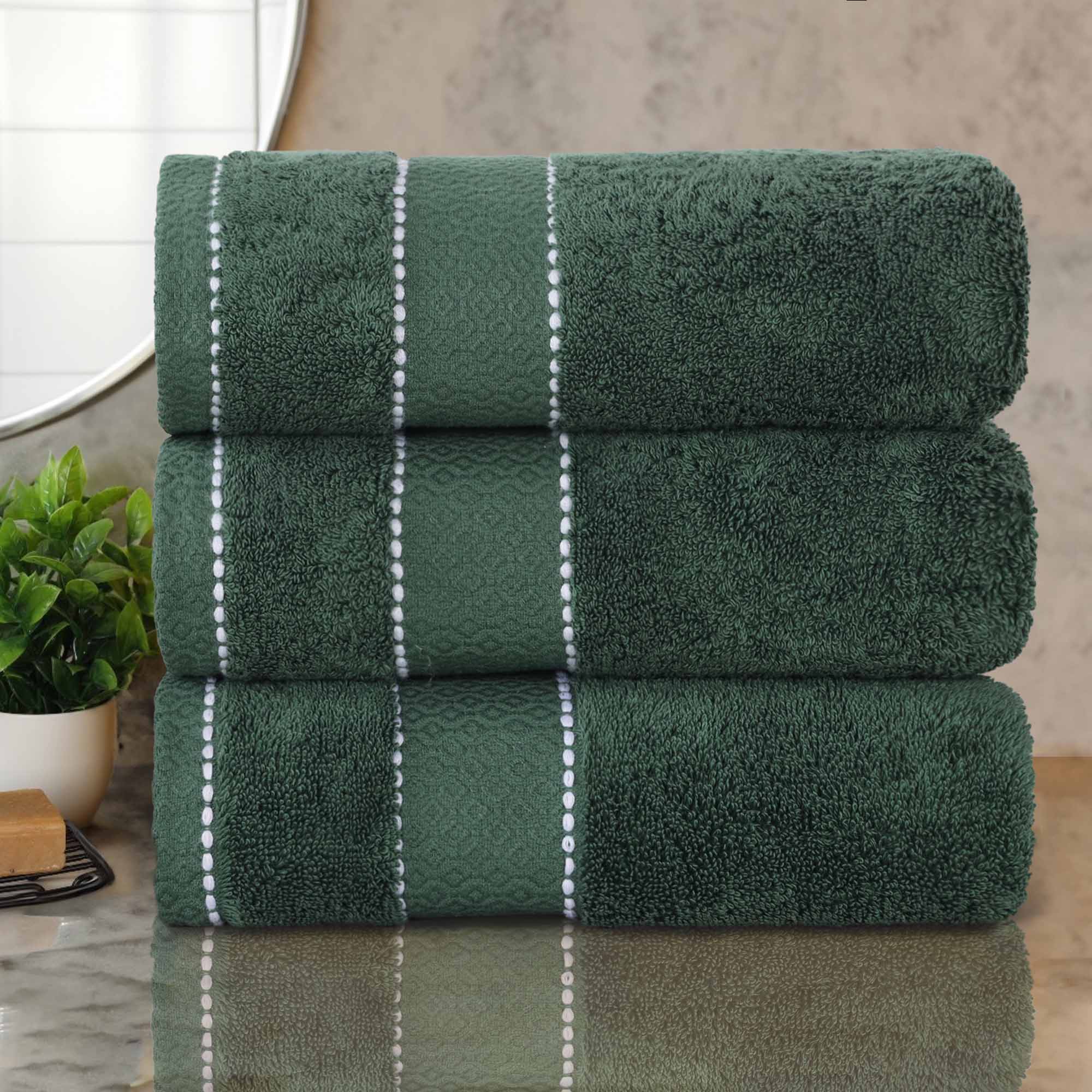 Premium Egyptian Giza Cotton Bath Towel Set of 3 - Ultra Soft & Highly Absorbent - Luxury Spa & Bathroom Essentials for Home & Hotel Use