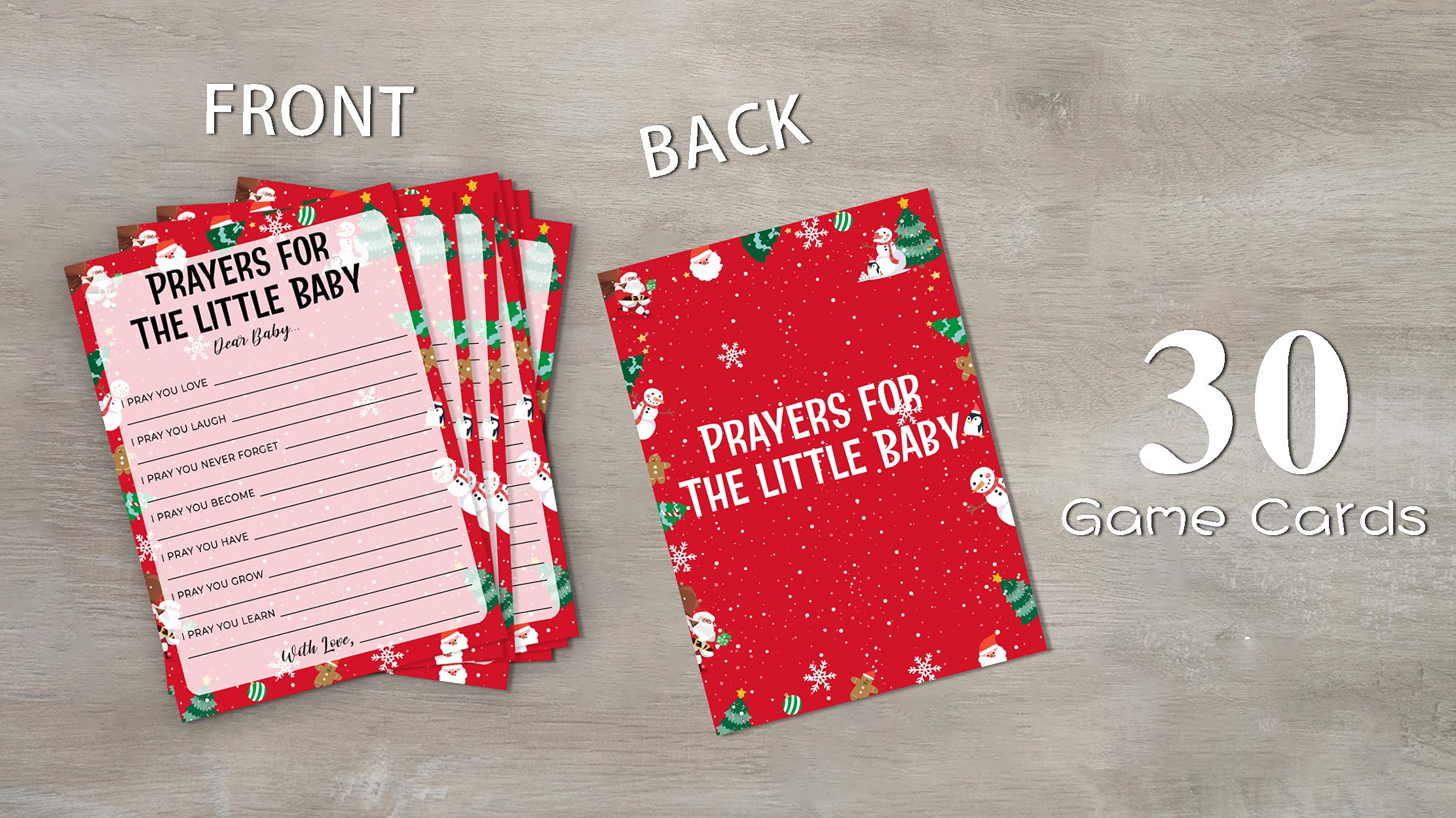 30-Piece Baby Shower Game Cards Set - Gender Neutral Prayers for Baby & Christmas Party Games - Perfect for Baby Showers, Gender Reveals & Holiday Celebrations