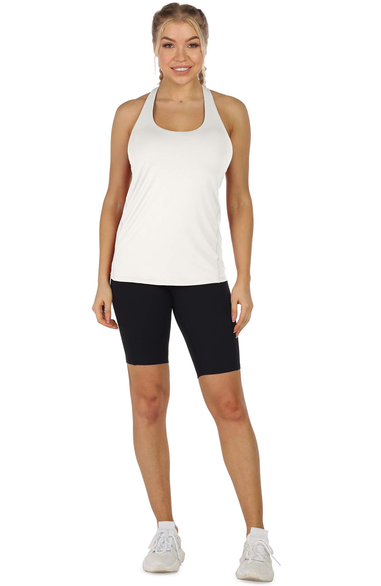 Icyzone Women's Built-in Bra Workout Tank Tops - Strappy Athletic Yoga Shirts for Running, Gym & Exercise | Comfortable Fitness Apparel for Yoga, Pilates & Active Lifestyles