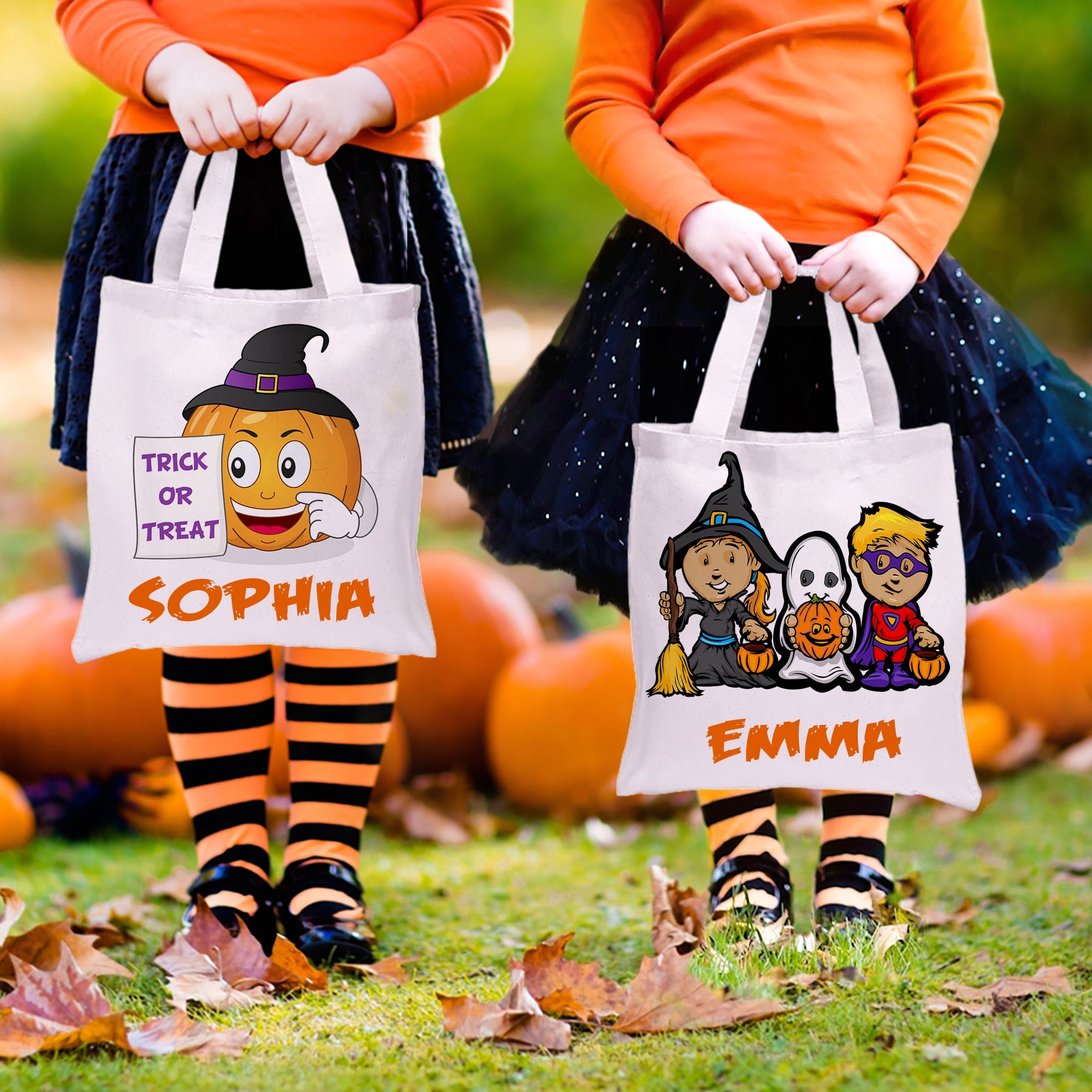 Custom Halloween Tote Bags for Kids - Personalized Trick or Treat Bags with Names - Perfect for Halloween Parties, School Events & Neighborhood Trick-or-Treating