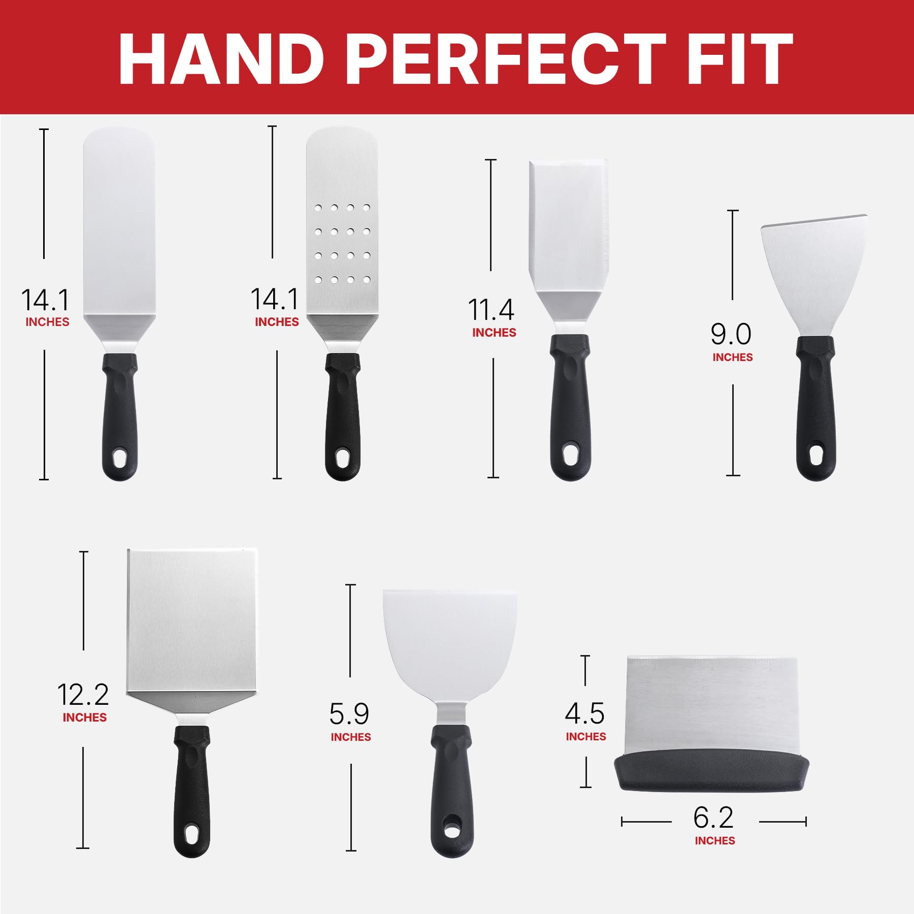 Premium Blackstone Griddle Spatula Set - 5-Piece Stainless Steel Griddle Accessories Kit for Grilling, Flipping & Scraping - Perfect for Outdoor Cooking, BBQ, Camping & Backyard Parties