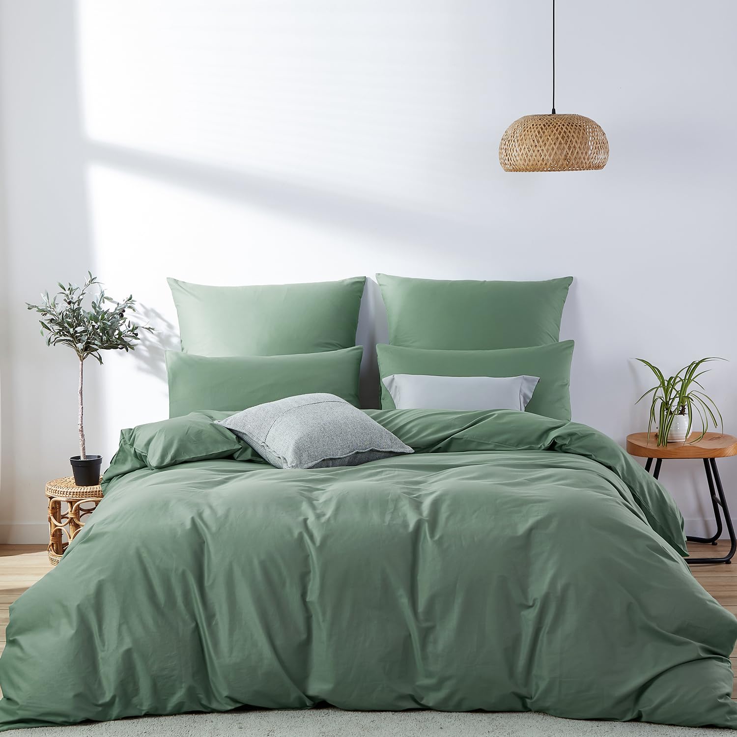 Omelas Sage Green Duvet Cover Set - Twin Size Modern Minimalist Bedding | Soft Microfiber Quilt Cover with Zipper & Corner Ties (Comforter Not Included) | Perfect for Guest Rooms, Dorms & Minimalist Bedrooms
