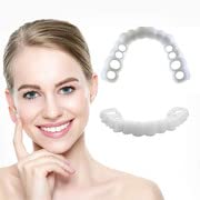 Non-Porous Silicone Artificial Braces for Teeth Whitening - Upper & Lower Dental Prostheses (2pcs) - Perfect for Cosplay, Halloween Costumes & Dental Practice