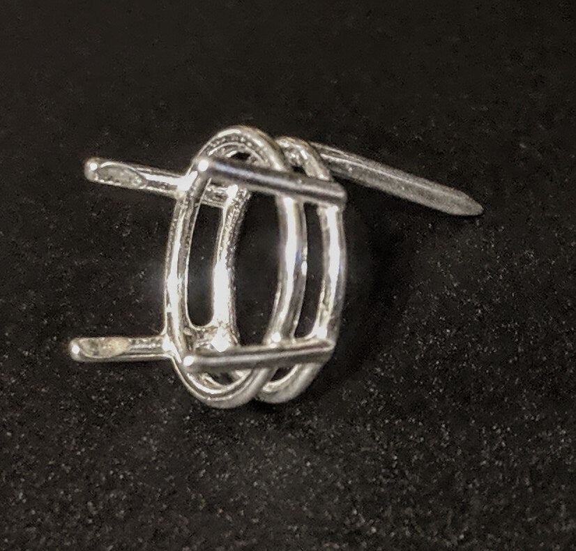 14K Gold or Sterling Silver Oval Tie Tack with Gemstone - 8x6mm, 10x8mm, 12x10mm Sizes - 4 Prong Custom Made Tie Pin for Men - Perfect for Weddings, Business Meetings & Formal Events
