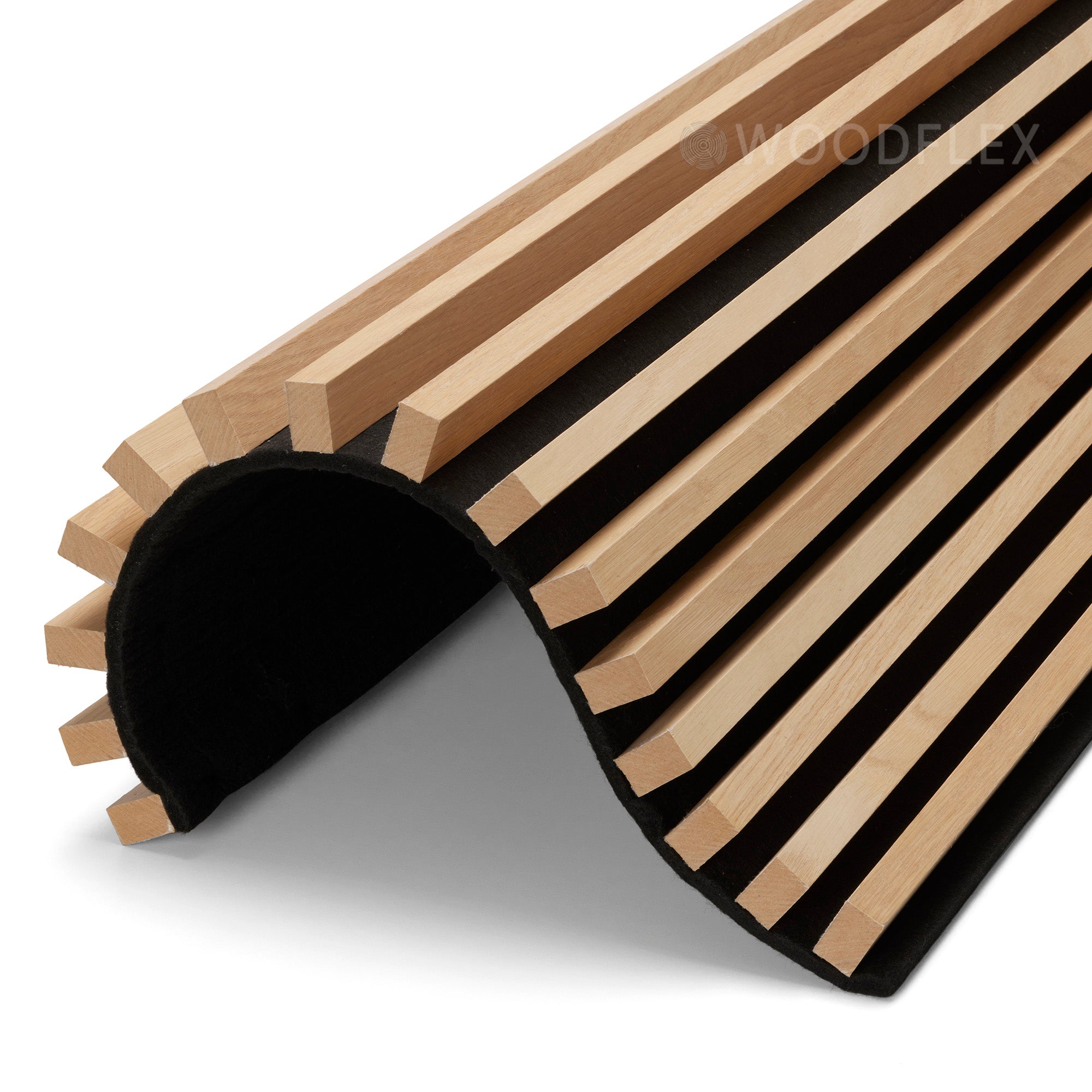 WOODFLEX Flexible Acoustic Battened Wood Slat Panel - 3-Sided Full Wrap Oak Veneer - 2700mm x 600mm - Soundproof Wall Paneling for Home Theater, Office & Studio