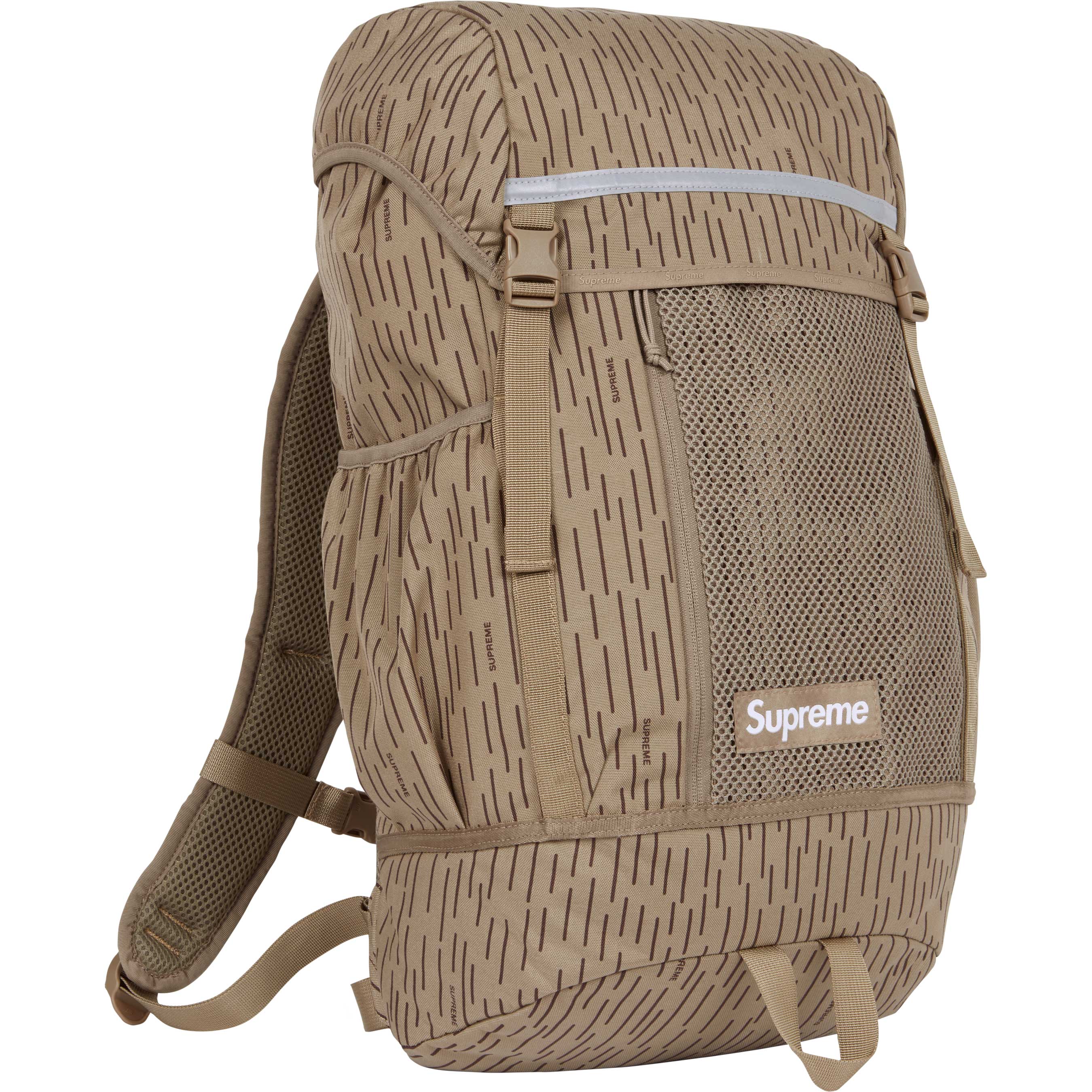 Supreme FW24 Waterproof Backpack - Tan Raindrop Camo Design for Outdoor Hiking, Travel & School Use