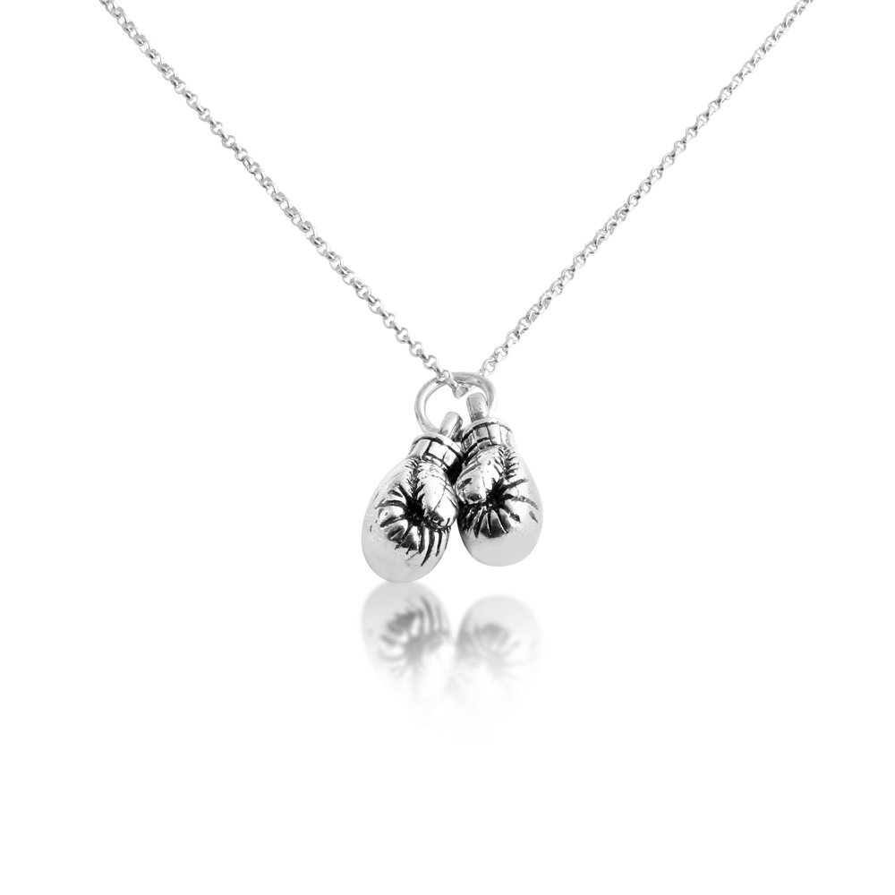 925 Sterling Silver 3D Boxing Gloves Charm Pendant Necklace for Women - Boxing Gift for Fighters, Athletes & Boxing Lovers - Perfect for Training, Competition & Sports Jewelry Collection