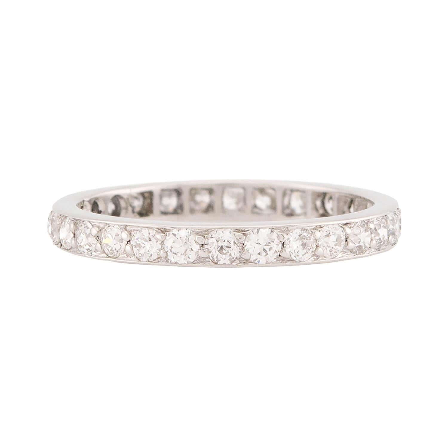 Edwardian Platinum Diamond Eternity Band - Vintage Wedding Ring for Women, Antique Engagement Ring, Anniversary Gift - Perfect for Bridal Jewelry & Special Occasions