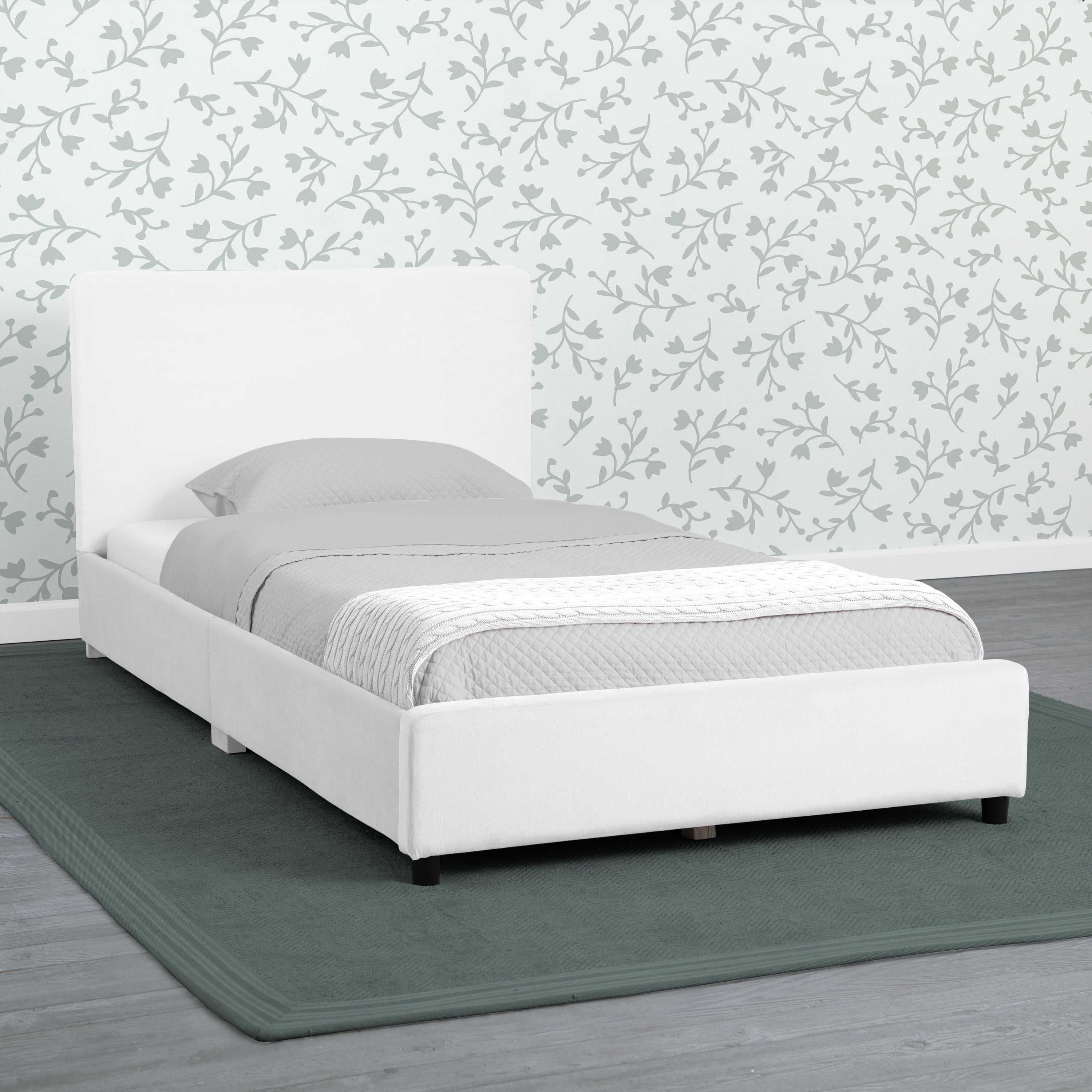 Upholstered Twin Bed with Headboard - Soft Fabric Bed Frame for Kids & Teens - Perfect for Bedrooms, Dorms & Guest Rooms