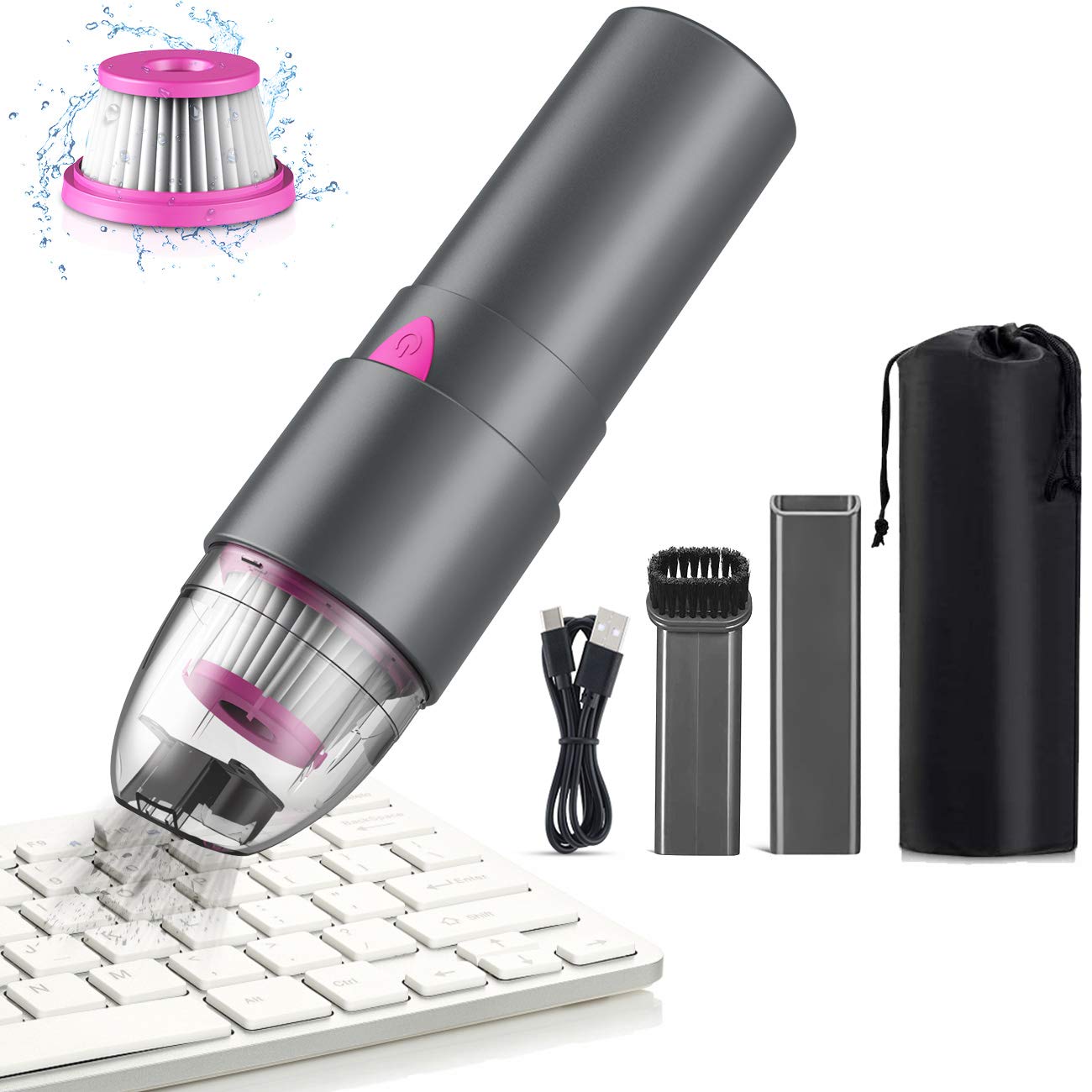 EASYOB Mini Cordless Handheld Vacuum Cleaner - Rechargeable Keyboard & Computer Cleaner for Laptop, Car Interior, Desk & Small Spaces | Portable Dust Cleaner for Home, Office & Travel Use