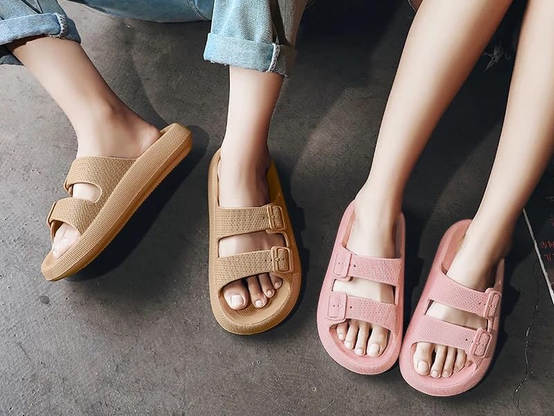 VONMAY Comfortable Sandals for Women & Men - Quick-Dry Adjustable Slides with Cushioned Thick EVA Sole, Double Buckle Design - Perfect for Beach, Pool, Spa & Indoor/Outdoor Wear