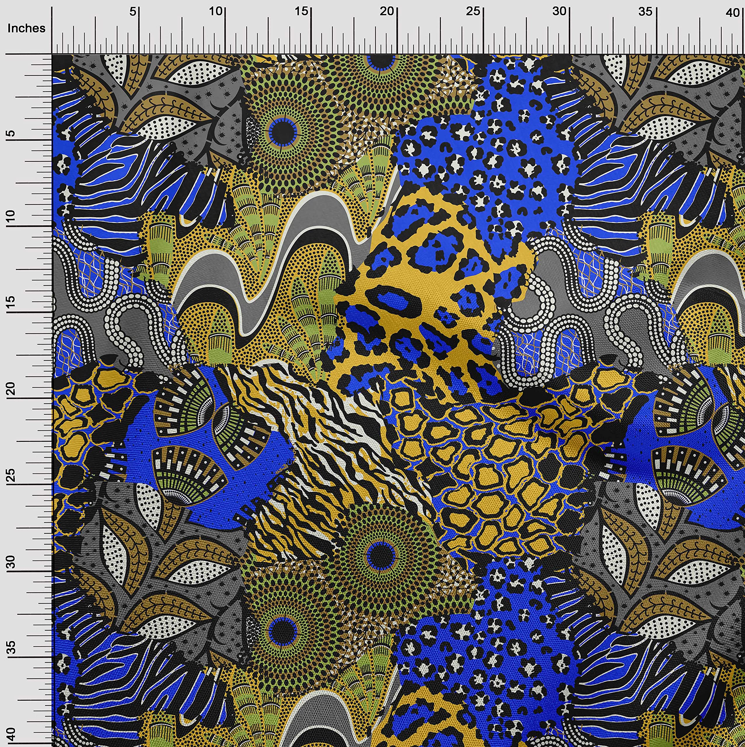 oneOone Rayon Yellow Abstract Printed Fabric by The Yard - 56 Inch Wide for DIY Clothing, Sewing Supplies & Home Decor Projects | Perfect for Dresses, Curtains, and Crafting