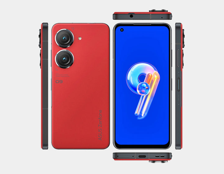 ASUS ZenFone 9 AI2202 5G Smartphone - 128GB Storage, 8GB RAM, Dual SIM, GSM Unlocked (Red) - Perfect for Gaming, Photography & Business Use