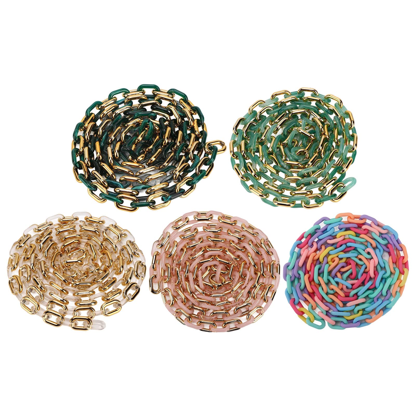 Premium Acrylic Link Chains - 39.37in Mixed Color Fashion Chains for Handbags, Purses & Accessories | Durable Decorative Linking Rings for DIY Jewelry, Keychains & Bag Charms