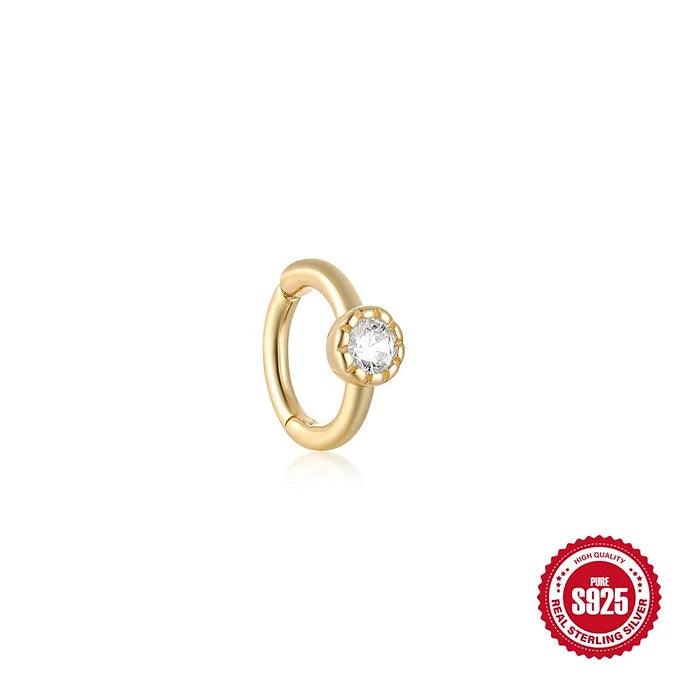 Simple Gold Huggies Hoop Earrings - 8mm CZ Cartilage Hoops for Women, Minimalist Plain Hoop Earrings for Daily Wear | Perfect for Work, Date Night & Gifts | HC019