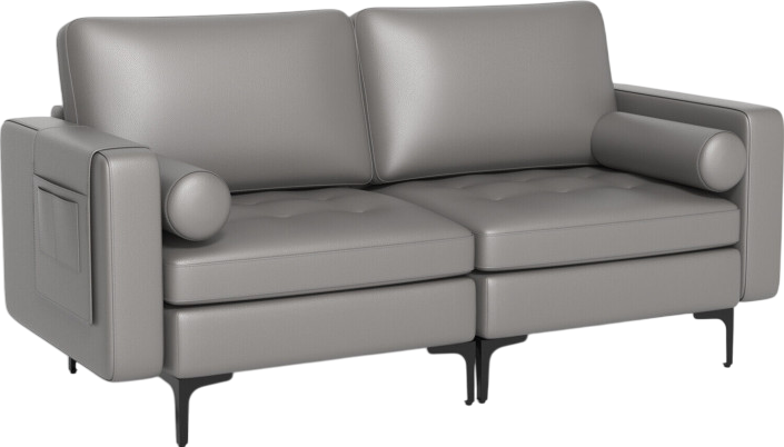Costway 2-Seater Loveseat Sofa with Side Storage Pockets & Sturdy Metal Legs | Modern Sectional Couch for Small Spaces, Living Room, Apartment, Dorm | Comfortable Seating with Convenient Storage