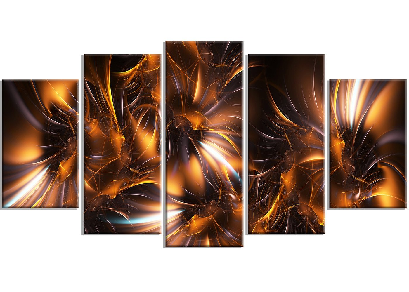 Designart Silver and Gold Stars Metal Wall Art - 5 Panel Modern Home Decor - 60x32 Inches - Perfect for Living Room, Bedroom & Office Décor - MT3039