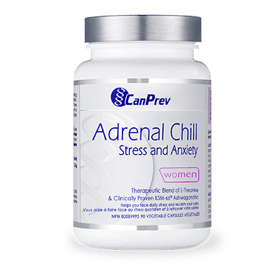 Canprev Adrenal Chill for Women - 90 VCaps - Stress Relief & Relaxation Supplement for Busy Women - Supports Adrenal Health & Hormonal Balance - Perfect for Work, Travel & Daily Stress Management