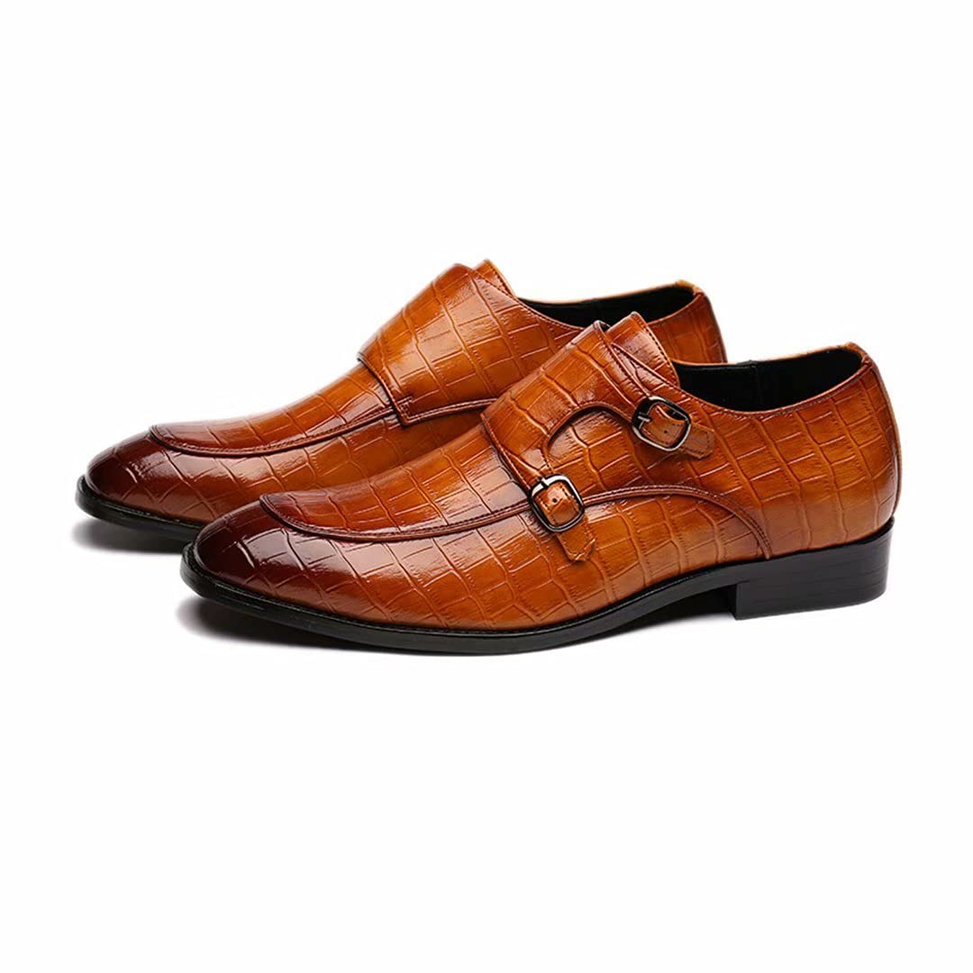 Premium Men's Business Dress Shoes - Pointed Toe PU Leather Crocodile Pattern Loafers for Office, Formal & Casual Wear - Comfortable Slip-On Shoes for Work, Parties & Everyday Use