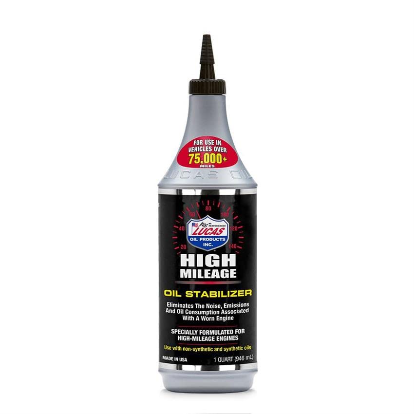 LUCAS Oil High Mileage Oil Stabilizer (1 Quart) - 12 Pack | Engine Protection for Older Vehicles | Reduce Oil Consumption & Leaks | Ideal for High Mileage Cars, Trucks & SUVs | Long-Distance Driving & Heavy-Duty Use