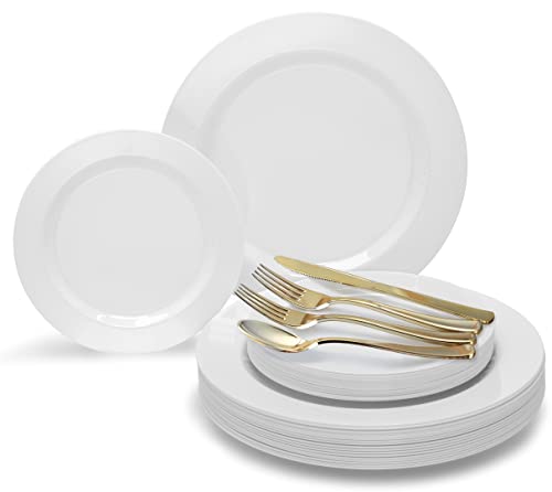 A. Plain White, Gold Silverware