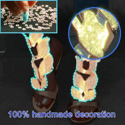 Women's Fashion Rhinestone Wing Pattern Sandals - Open Toe Buckle Casual Summer Sandals for Beach, Party & Vacation | Comfortable Glittery Footwear