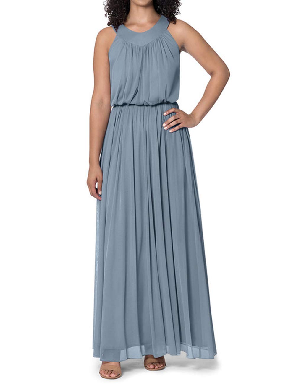 JAEDEN Elegant Long Chiffon Bridesmaid Dresses with Sash - Convertible Multi-Way Prom & Evening Gowns for Weddings, Parties & Special Occasions