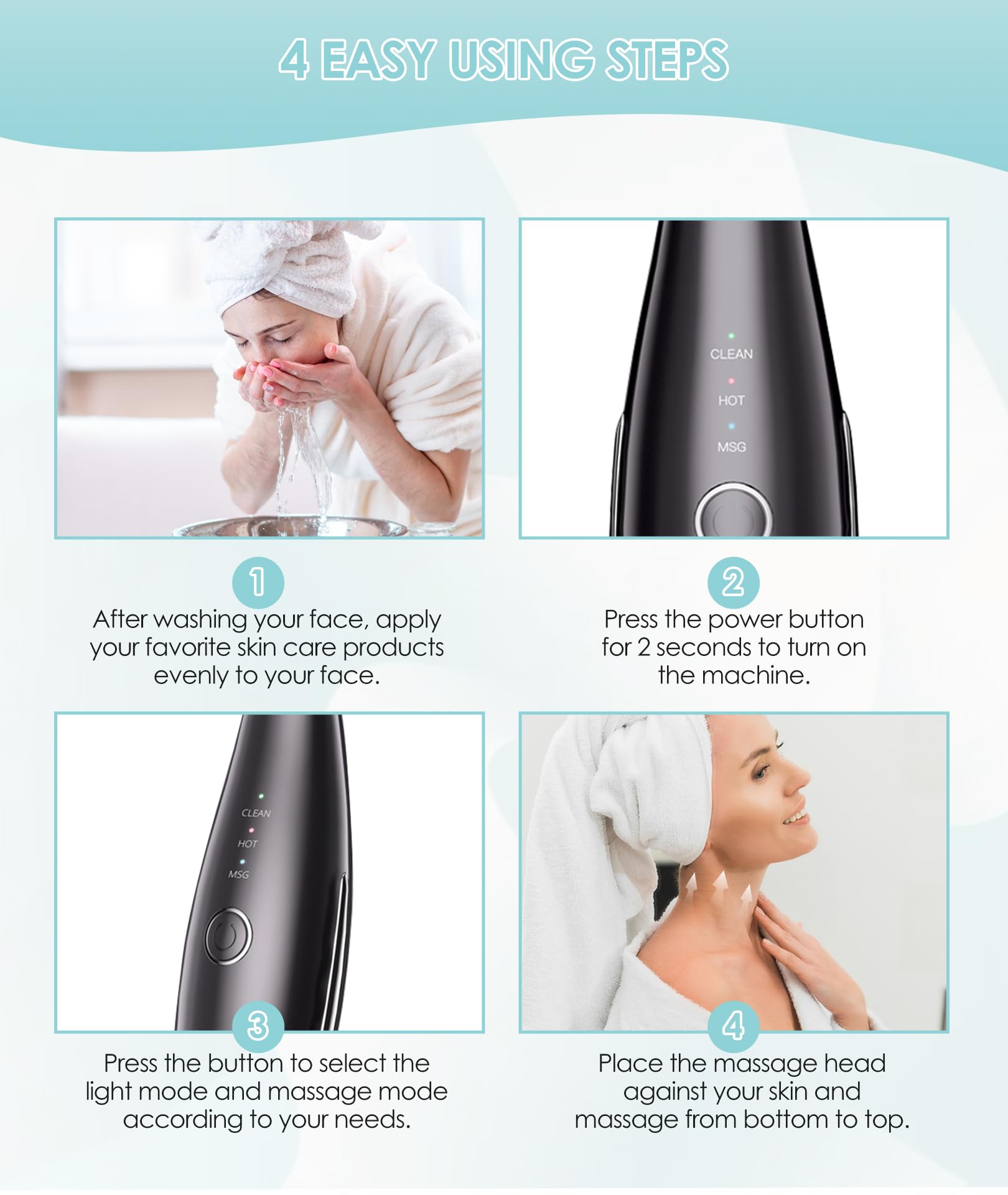 7-Color Vibrating Face Massager with Heating & Galvanic Therapy - Professional Skin Care Device for Wrinkles, Puffiness & Facial Contouring | At-Home Spa Treatment & Beauty Routine Essential