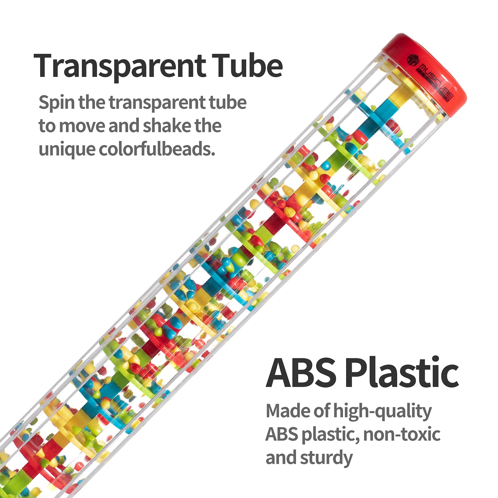 16 Inch Baby Rainmaker Toy - MUSICUBE Rain Stick Musical Instrument for Infants & Toddlers | Sensory Shaker Rattle with Raindrop Sounds | Perfect Musical Toy Gift for Boys & Girls | Great for Early Learning, Sensory Play & Music Development