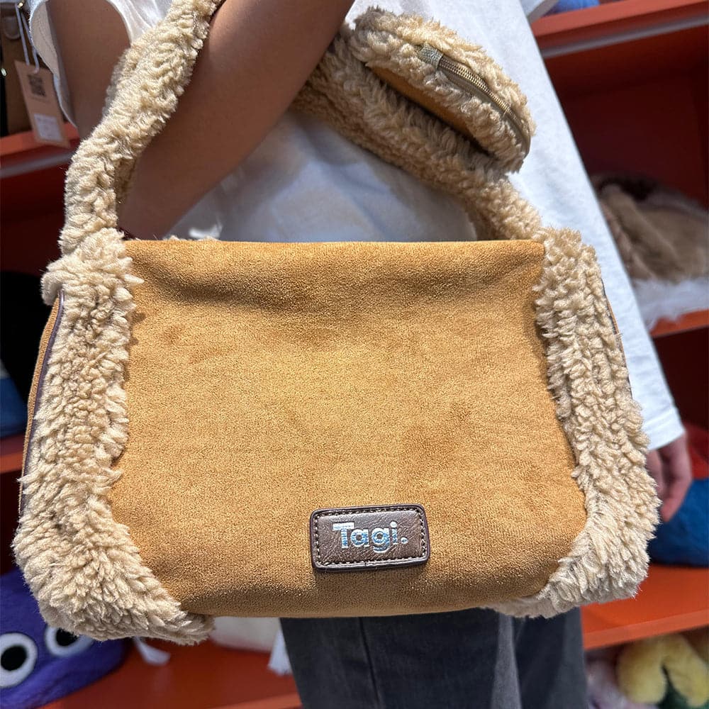 AG Collective Shearling Trim Fashionable Shoulder Bag for Women - Stylish Casual Handbag for Everyday Use, Work, and Travel