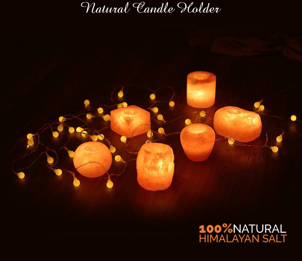 Himalayan Pink Salt Tealight Candle Holder - 100% Pure Natural Crystal Salt Lamp for Night Light & Home Decor | Apple Shape Design | Perfect for Bedroom, Bathroom, Yoga & Meditation Spaces