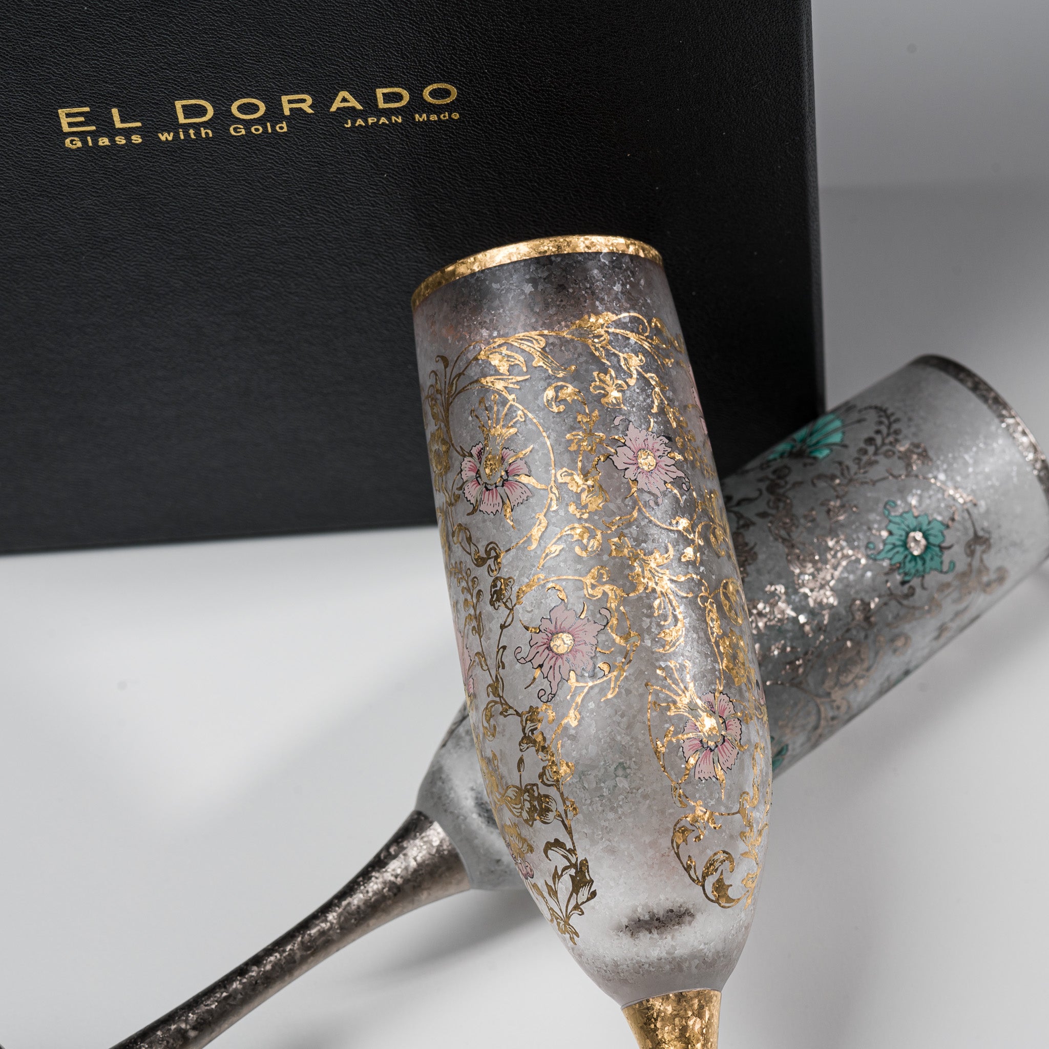 Elegant EL DORADO Pair Flute Champagne Glasses - Perfect for Romantic Dinners, Wedding Toasts & Special Celebrations