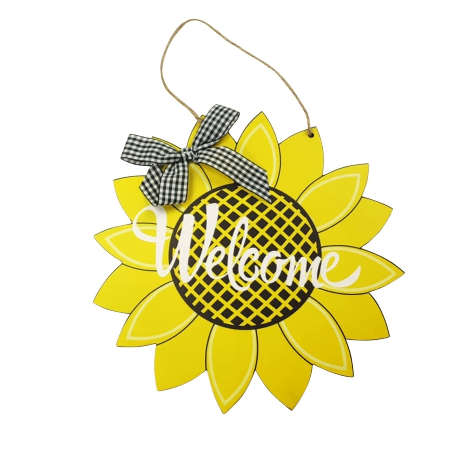 Sunflower Welcome Wood Door Hanger - Handmade Wooden Flower Sign Wreath for Indoor & Outdoor Decor - Perfect for Front Door, Kitchen, Home Entryway & Farmhouse Style Decorations