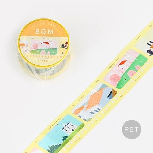BGM Film Series 30mm Clear Masking Tape - High-Quality Background Music for Creative Projects | Perfect for Scrapbooking, DIY Crafts & Office Organization
