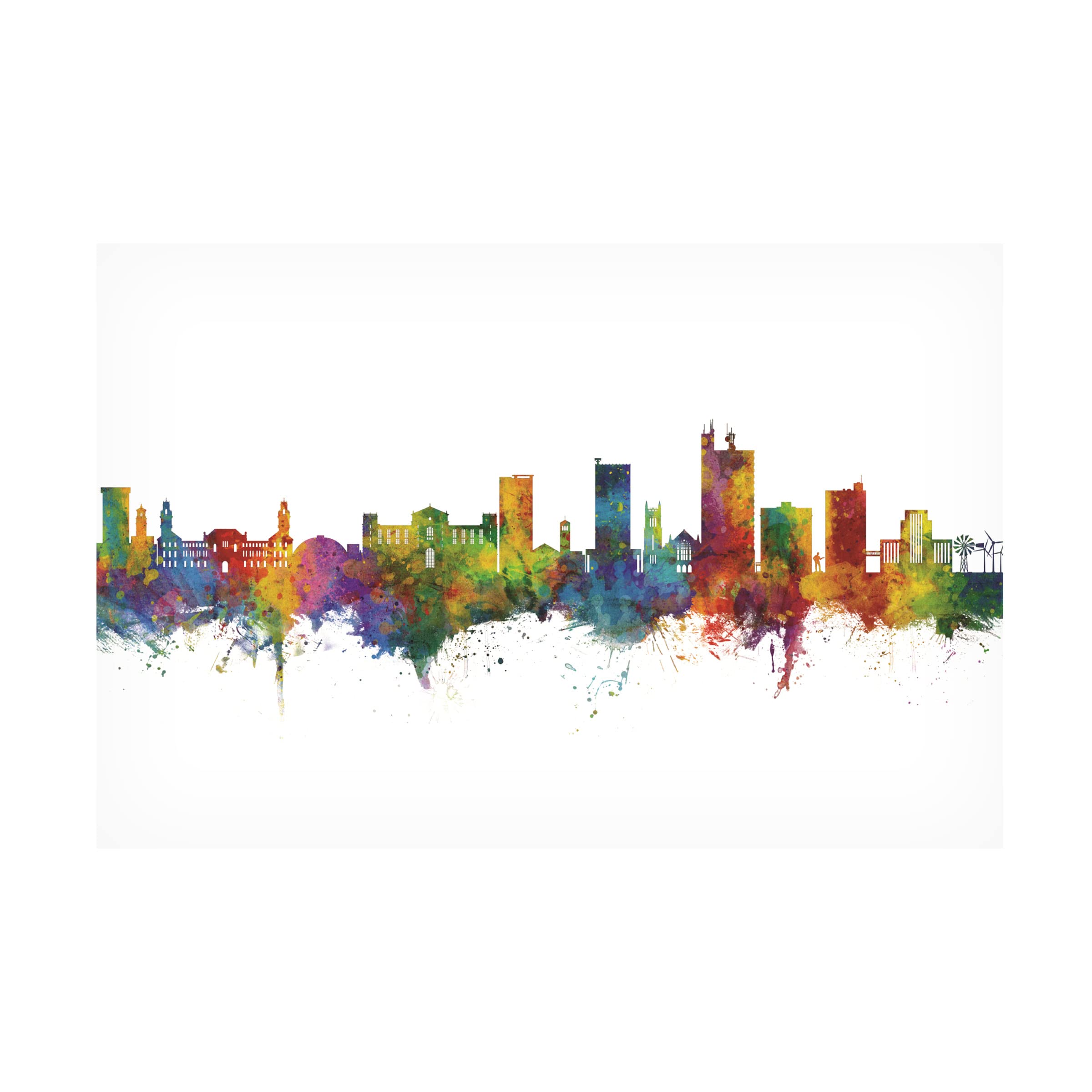 Michael Tompsett 'Lubbock Texas Skyline' Canvas Wall Art Print - Modern Home & Office Decor for Living Room, Bedroom or Gift