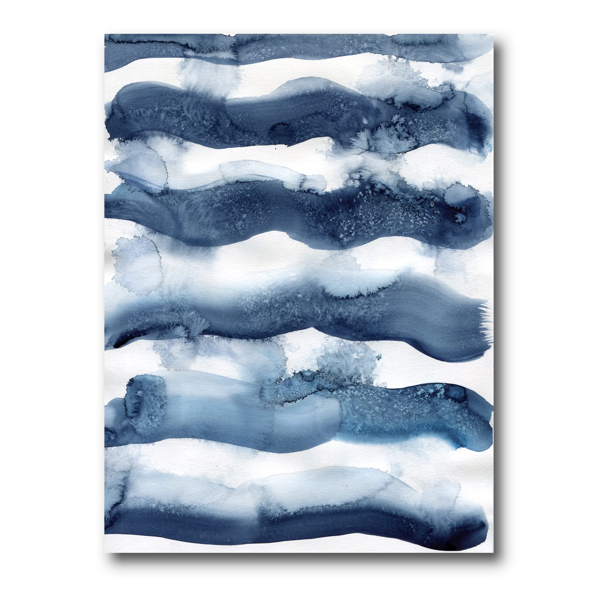 Abstract Blue Waves Modern Canvas Wall Art - Handmade Contemporary Home Decor for Living Room, Bedroom & Office - Perfect for Coastal & Boho Interior Design Styles