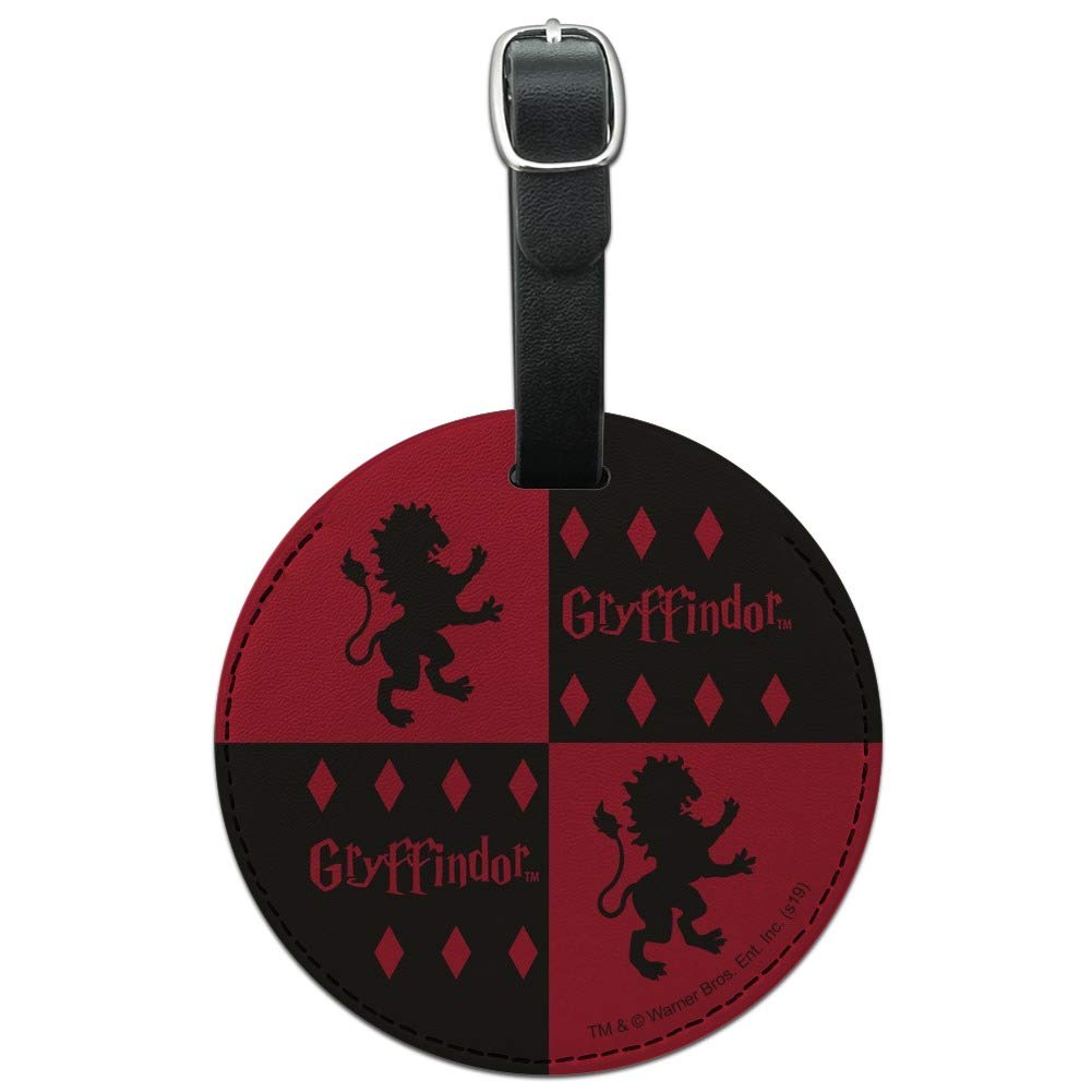 Harry Potter Gryffindor Round Leather Luggage Tag - Personalized Carry-On ID Tag for Travel Bags, Suitcases & Backpacks - Perfect for Harry Potter Fans, Wizards & Travel Enthusiasts