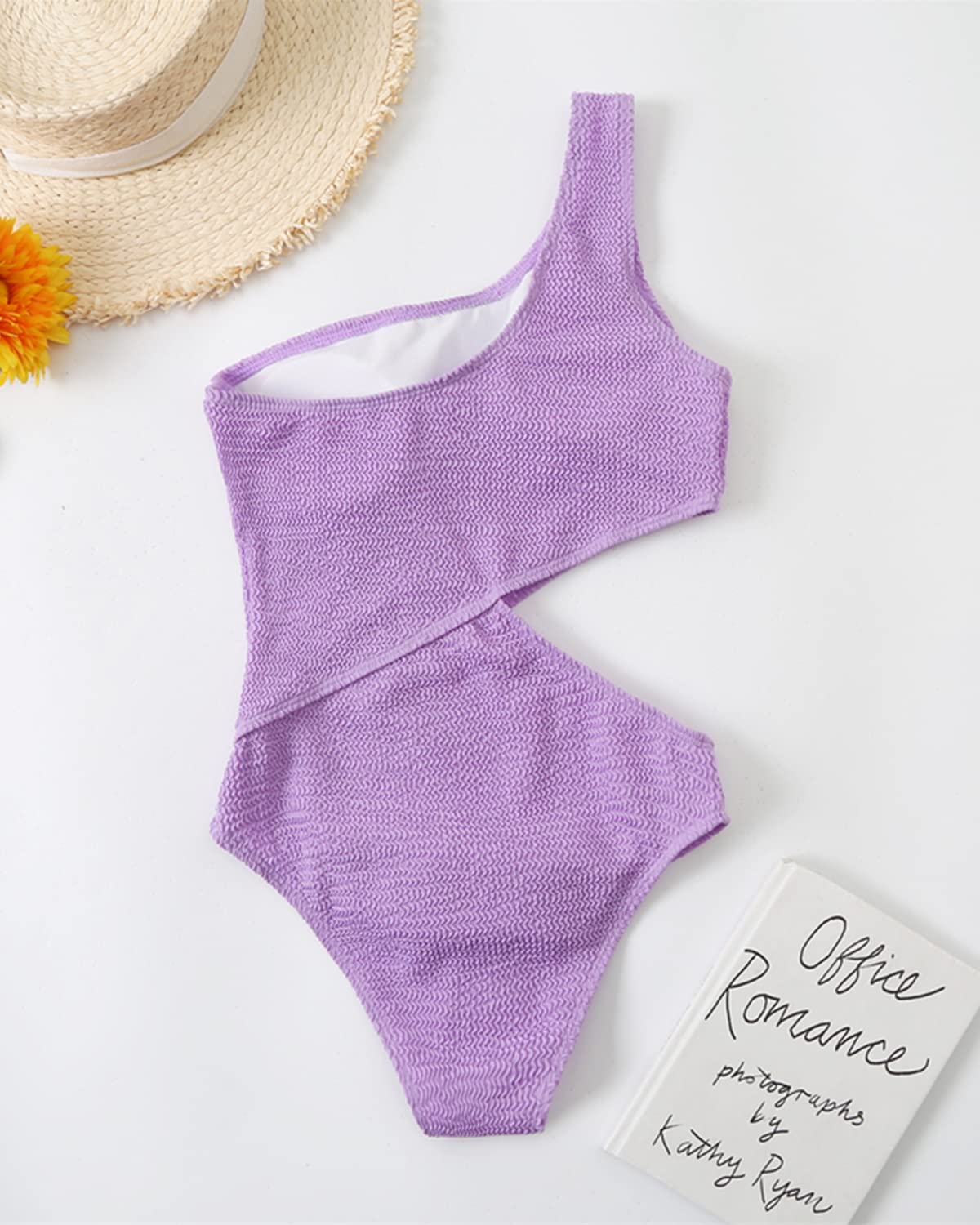 Limeeke Women's One Shoulder Cutout Monokini Swimsuit - Sexy Ribbed One Piece Bathing Suit for Beach, Pool Party & Summer Vacation