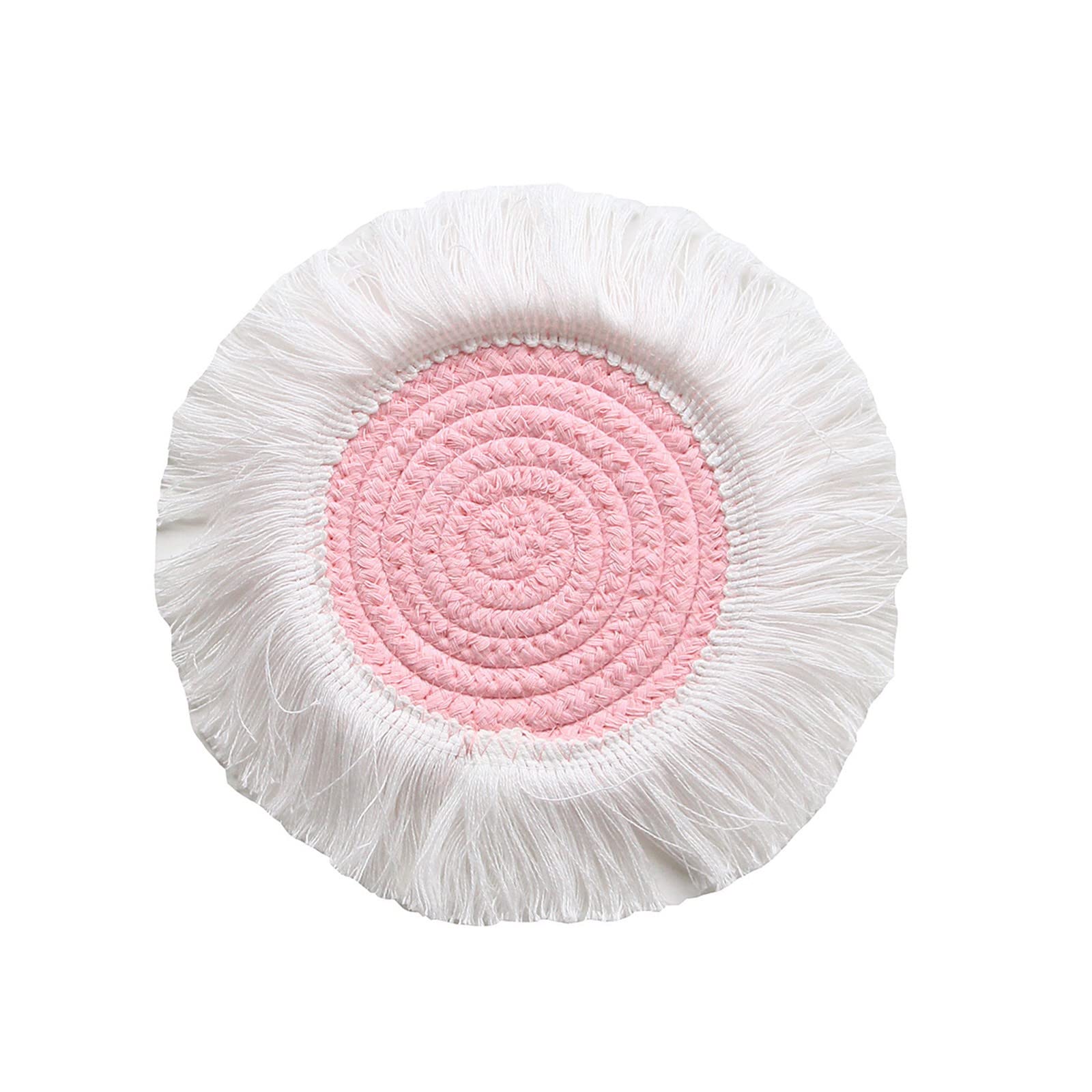 Yiser 14cm Cotton Insulation Placemats - Set of 4 Round Woven Anti-Scald Table Mats for Bowls & Pots, Nordic Style Dining Table Decor - Perfect for Family Meals, Dinner Parties & Hot Dish Protection