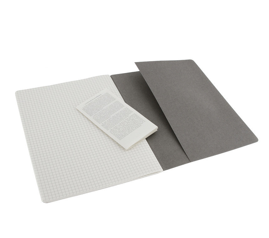 Premium Moleskine Squared Cahier Journal Set of 3 - Lined Notebooks for Writing, Sketching & Note Taking - Perfect for Students, Artists & Professionals - Durable Kraft Paper Cover