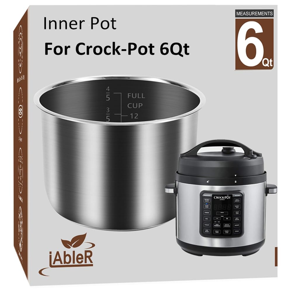 Crock-Pot 6 Quart Stainless Steel Replacement Pot for Multi-Cooker - Durable Cooking Accessory for Slow Cooking, Pressure Cooking & Meal Prep | Perfect for Soups, Stews & Family Dinners