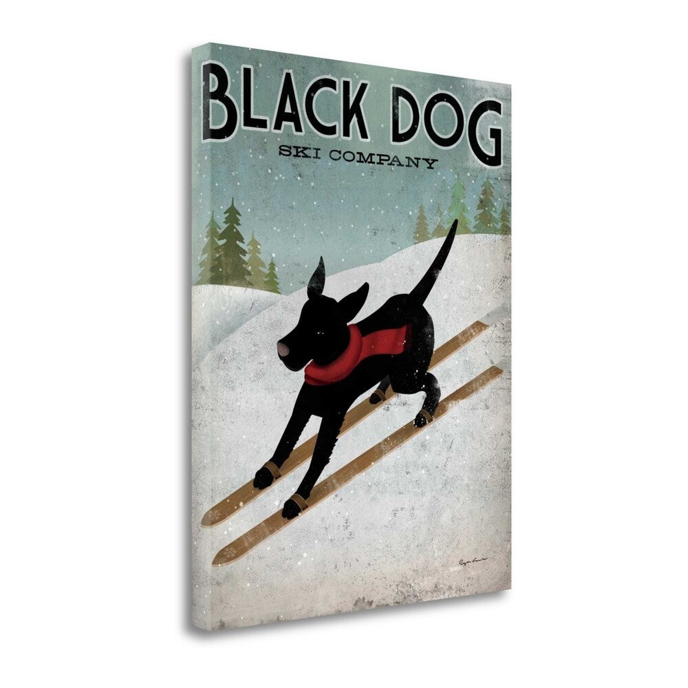 Black Dog Ski by Ryan Fowler - Premium Giclee Fine Art Print on Gallery Wrapped Canvas, Ready to Hang - Perfect for Living Room, Bedroom & Office Wall Decor