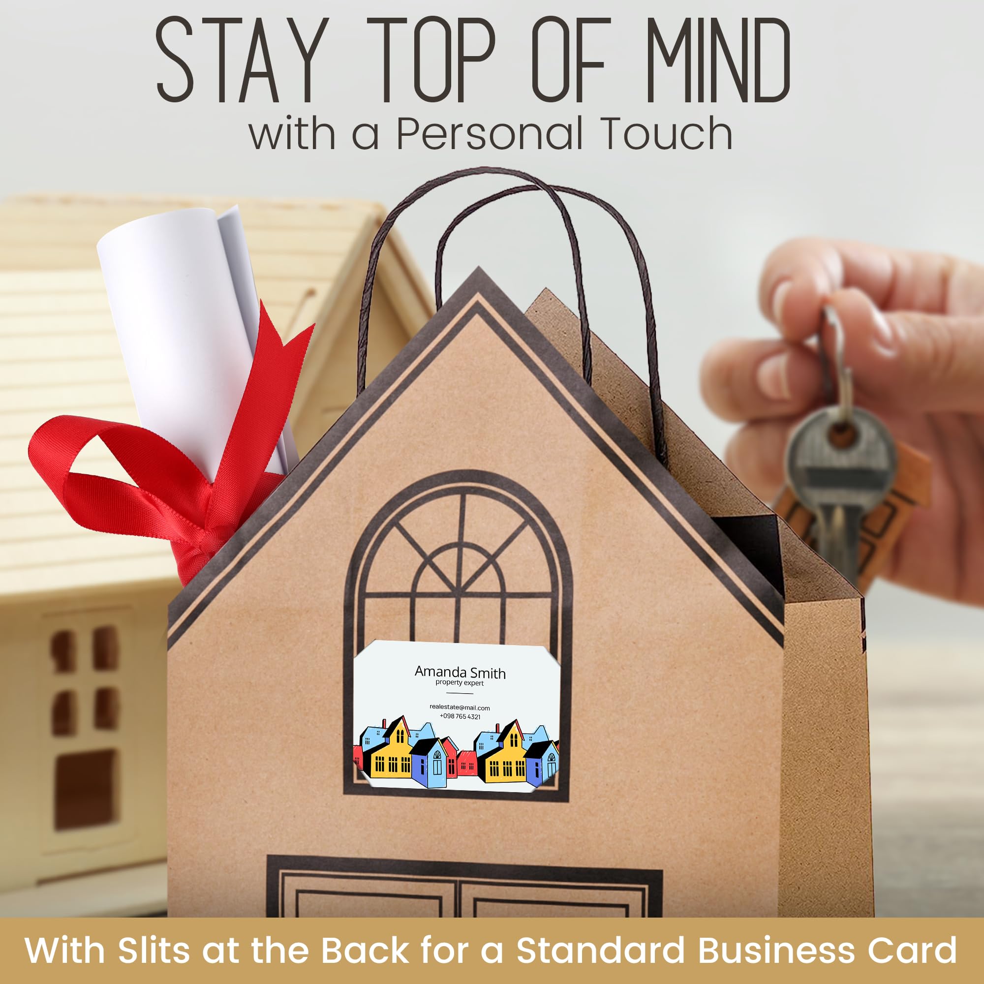 House-Shaped Gift Bags - 5 Pack Welcome Home Bags for Housewarming Parties, New Home Gifts & Real Estate Closing Gifts | Perfect for New Homeowners, Realtor Supplies & Housewarming Decorations | Ideal for Homewarming Celebrations, Client Appreciation & Real Estate Agent Gifts